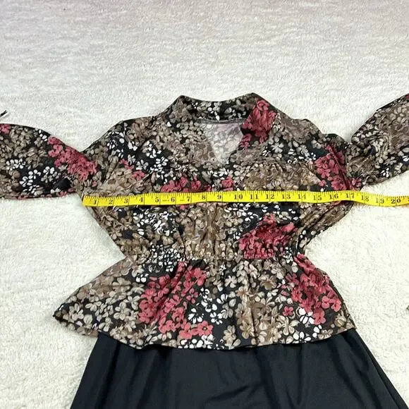 Vintage 70s Unbranded peplum secretary day dress, size Small - Picture 6 of 7